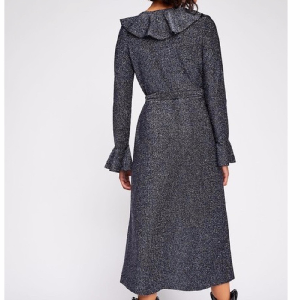NWT Free People Lurex Ruffle Wrap Midi Dress S - Picture 2 of 3